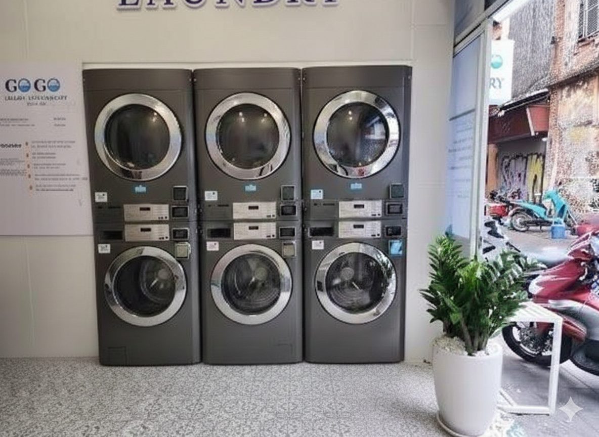 Tiệm giặt sấy tự phục vụ mặt phố